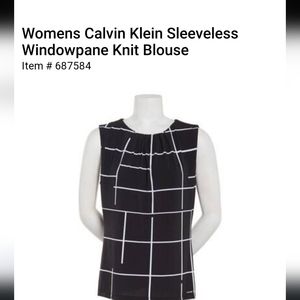 Womens Windowpane Knit Blouse Sleveless CALVIN KLEIN Size Small